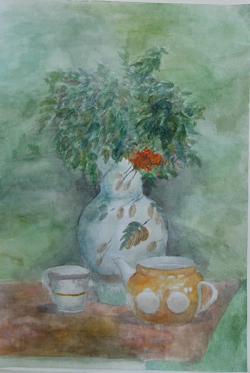 Павлова Наталья, 13 л., Натюрморт с рябиной, бум., акварель, 2014 г. Преподаватель Ульзутуева А.А.