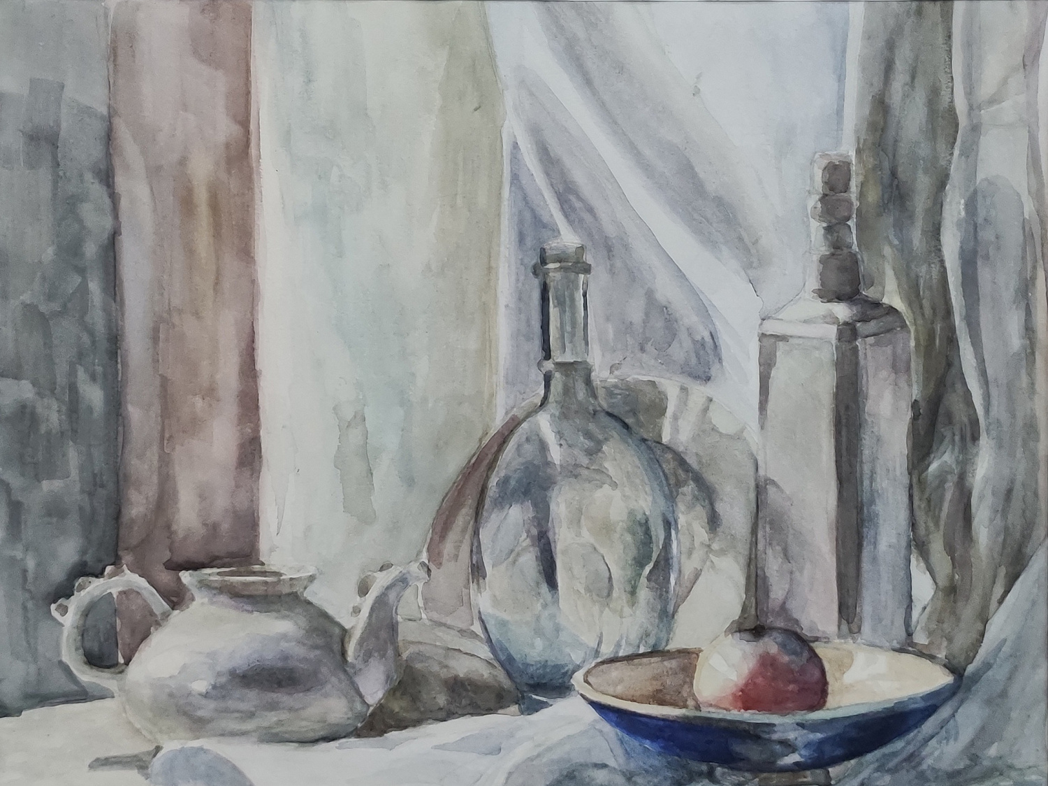 Тыхеева Александра, 13 л., Белый натюрморт, бум., акварель, 2013 г. Преподаватель Ульзутуева А.А