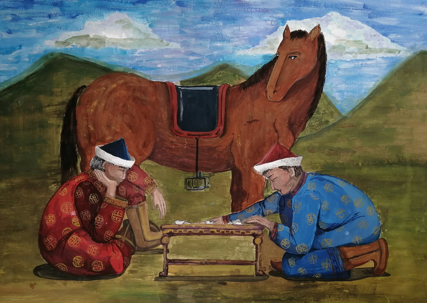 Комиссарова Айгуль, 14 лет, осенний день, горячий батик. Преподаватель. Поспелова ВА