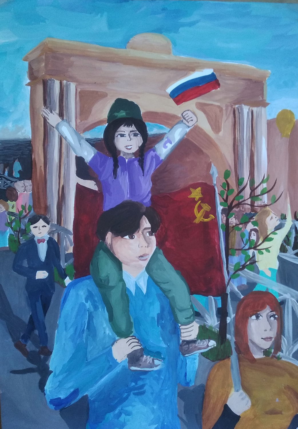 Семенова Дарья, 14 лет. «На параде Победы с семьей