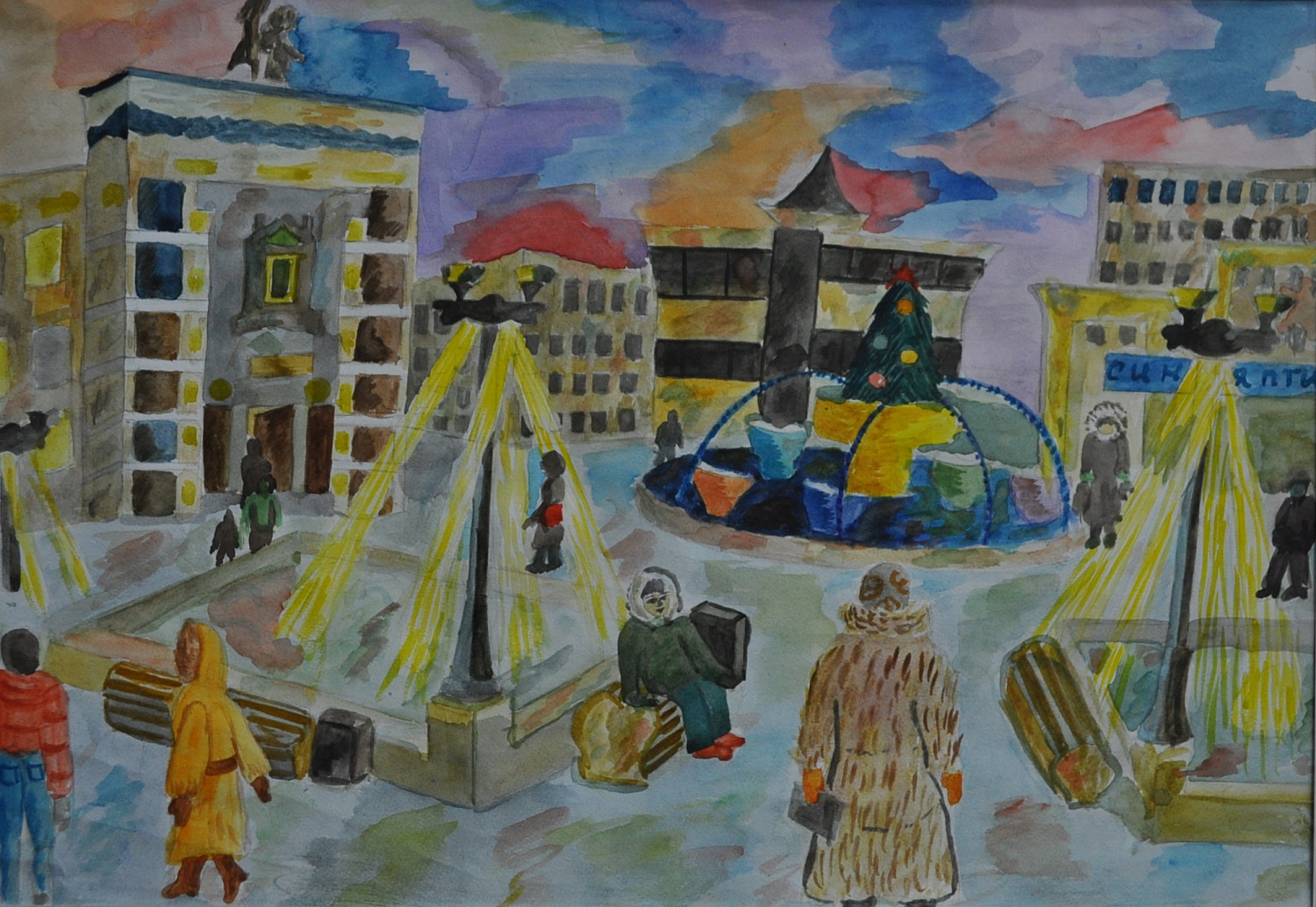 Духовникова Наталья. 12 лет. Возле Оперной, бумага, акварель. Преподаватель Жанчипова Т.С.