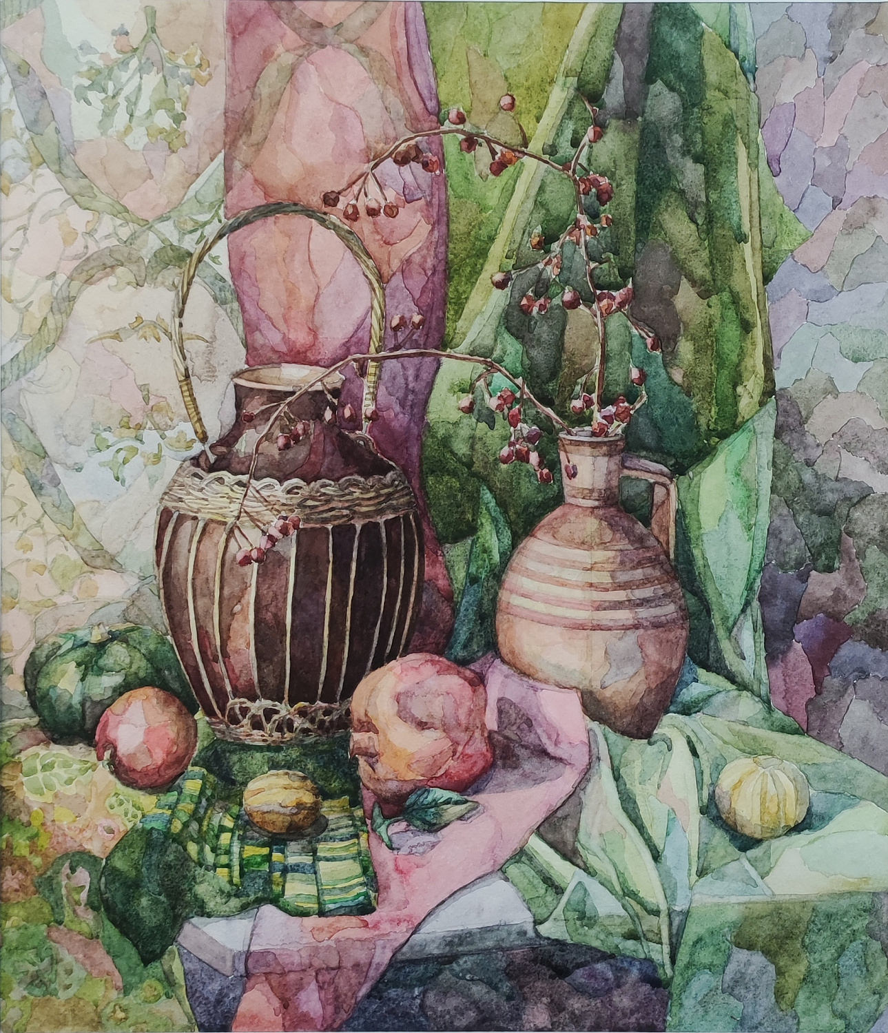 Очирова Аяна, 15 л., Натюрморт с рябиной, бум., акварель, 2011 г. Преподаватель Борисова Е.С.