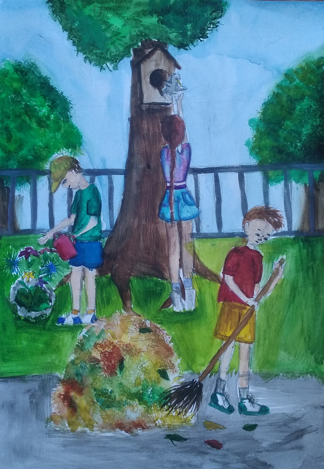Азовская Полина, 8 лет, ДХШ им.Р.С.Мэрдыгеева, г.Улан-Удэ, Красавец-журавль, б., пастель, преп.Цыремпилова Е.Л.