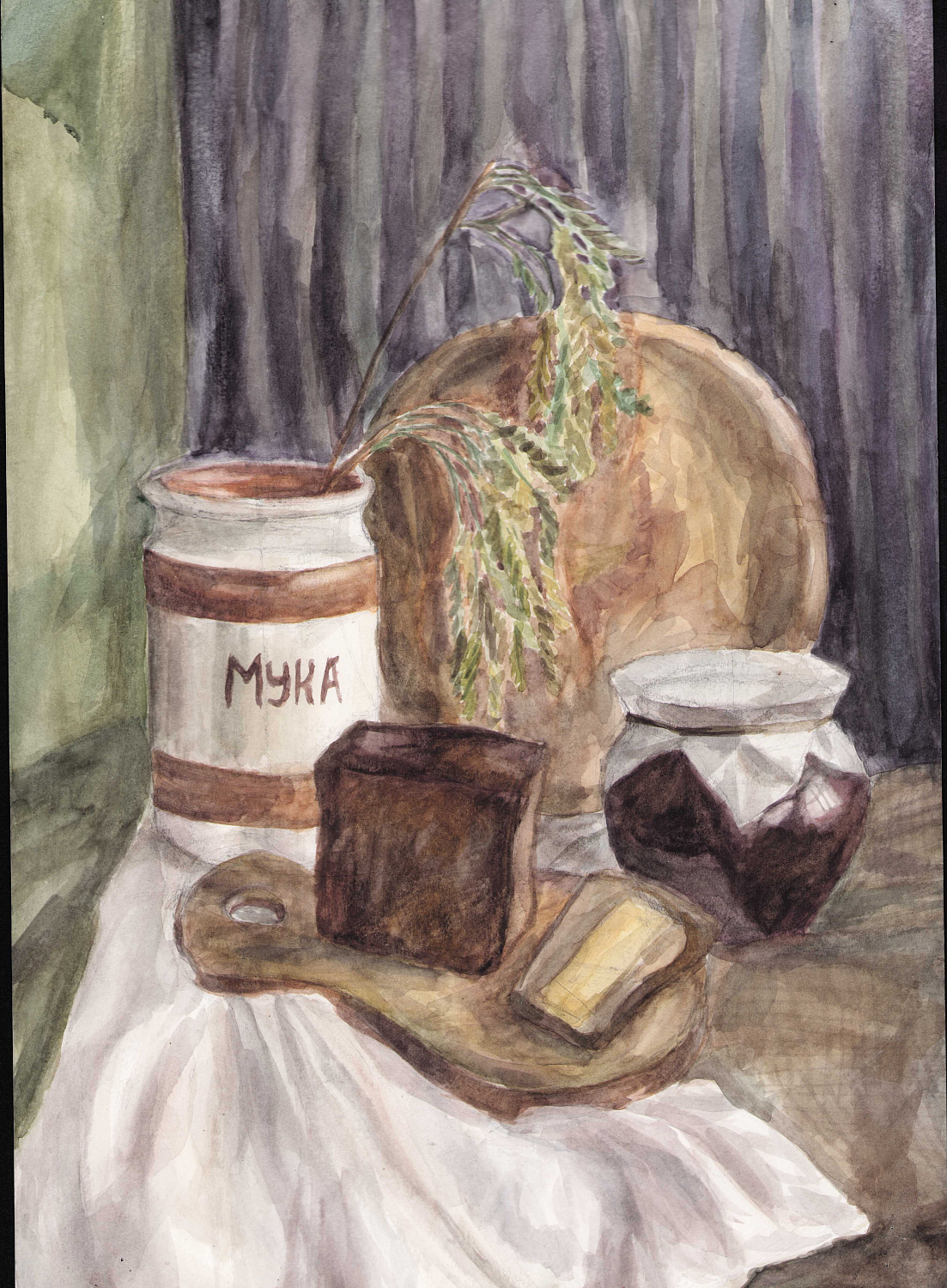 Балык Мария, 13 лет, "Натюрморт восточный", бумага, акварель, 2023 г. Преподаватель Гармаева С.Ю.