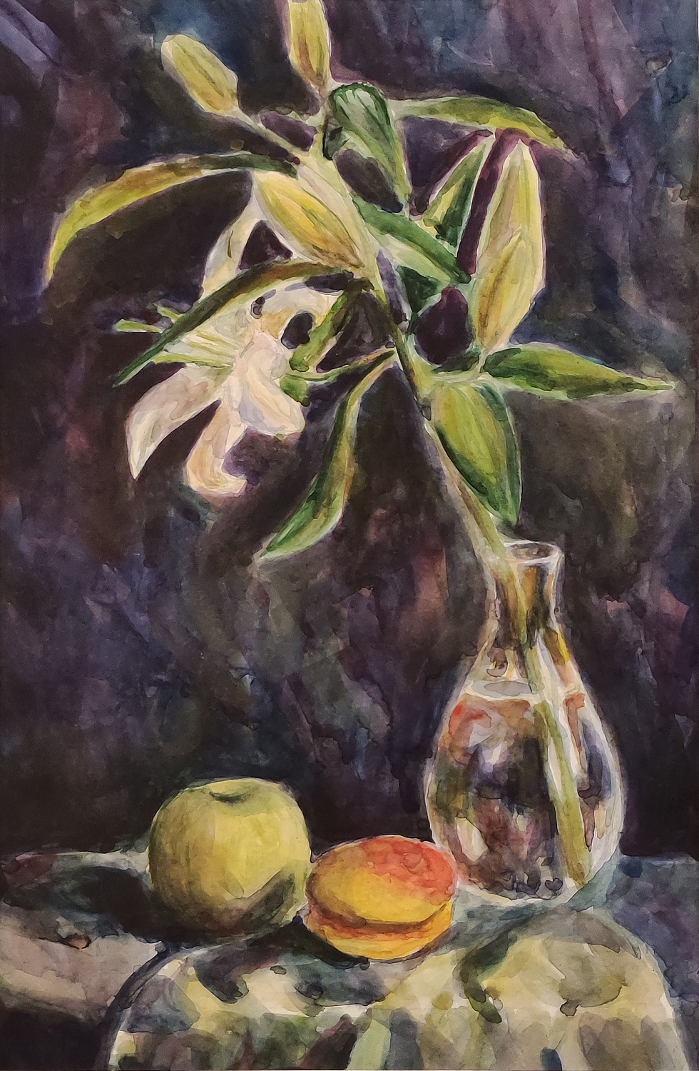 Арзиева Екатерина, 14 л., Лилия, бум., акварель, 2019 г. Преподаватель Жнчипова Т.С.