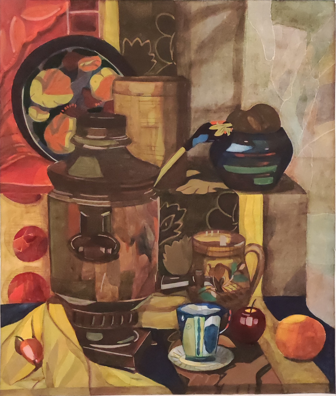 Верещагина Елена, 13 лет. "Натюрморт с гипсовой призмой", бумага, акварель, 2011 г. Преподаватель Жанчипова Т.С.